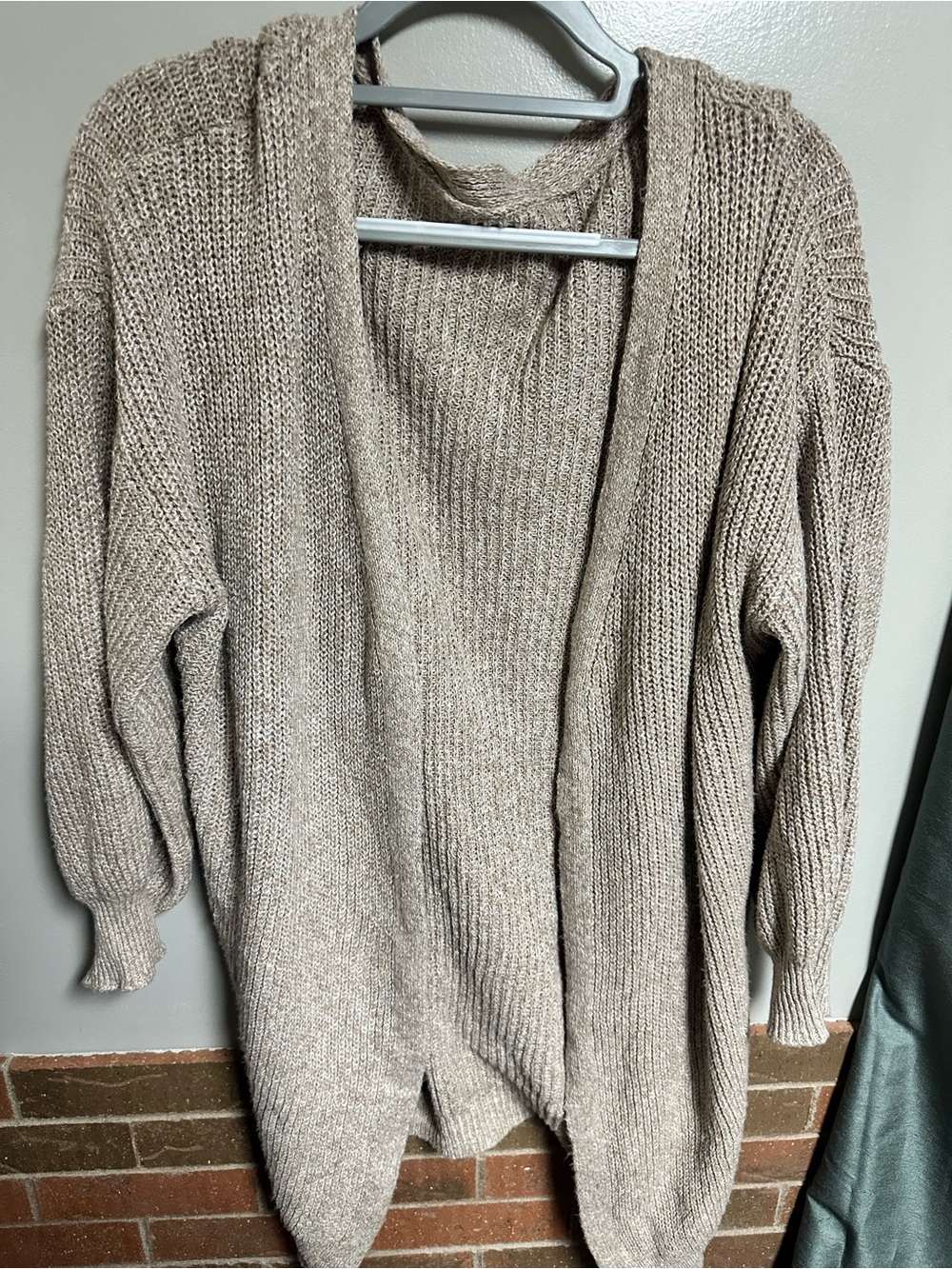 SHEIN Open-Front Chunky Knit Cardigan - Beige